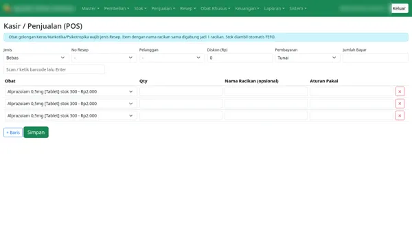 Pharmacy App — Point of sale with prescription & dosage notes
