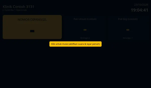Clinic App — Waiting-room queue display screen for TV