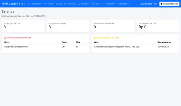 Clinic App — Daily visits, queue, prescriptions & revenue