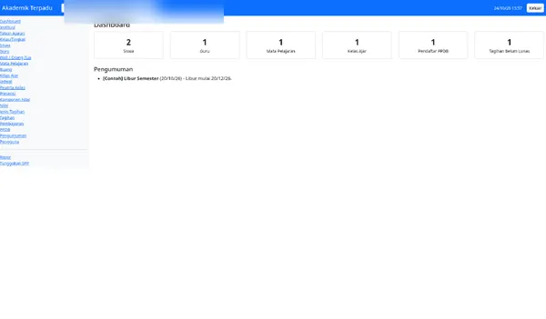 School & University App — Academic dashboard